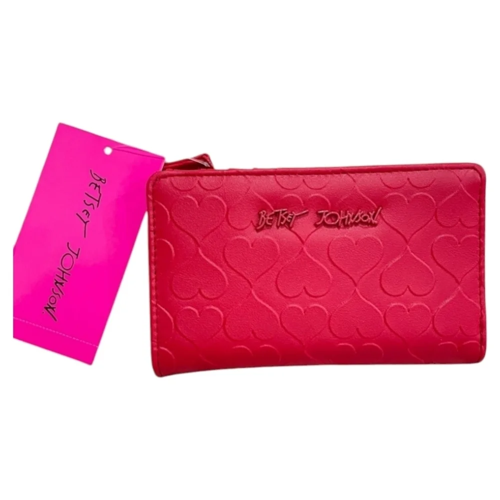❤️▪️Betsey Johnson ▪️Red Heart Leather XOIVY Bifold Wallet